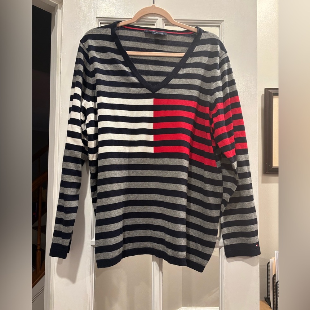 Striped V-Neck Tommy Hilfiger Sweater - 1X